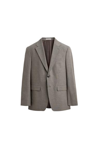 Zara REGULAR FIT TEXTURED SUIT JACKET - Beige