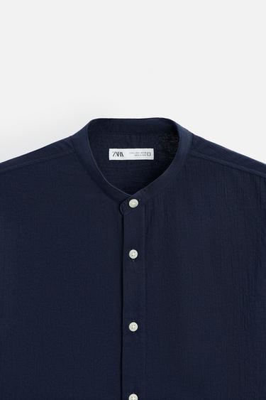 CHEMISE EFFET PLISSÉ - Bleu marine de Zara - Image 8