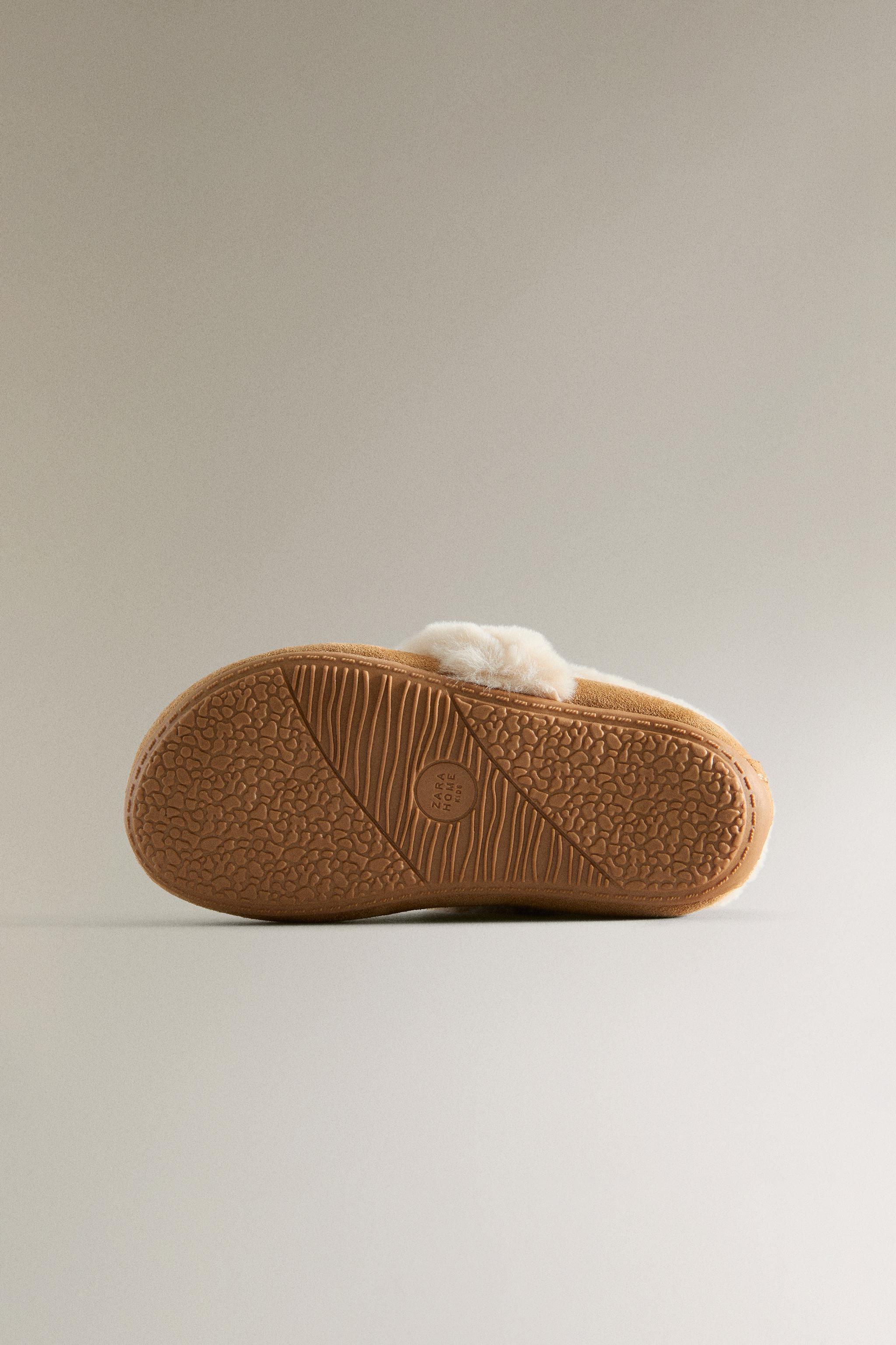 Детские тапочки Zara KIDS COSY LEATHER SLIPPERS — фото 5