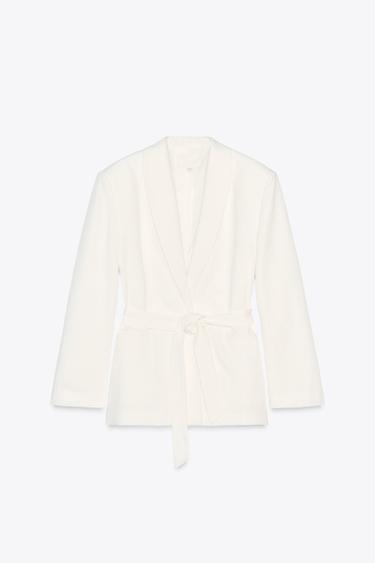 OVERSIZE BLAZER WITH BELT - Ecru by Zara