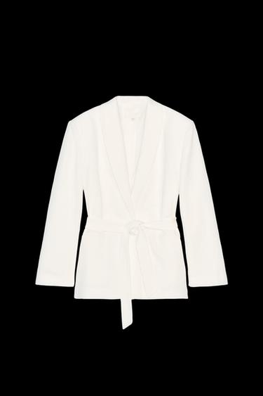 OVERSIZE-BLAZER MIT GÜRTEL - Cremefarben von Zara - Bild 0