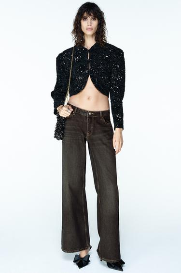 ДЖИНСЫ Z1975 WIDE LEG С НИЗКОЙ ПОСАДКОЙ — ЧЕРНЫЙ-КОРИЧНЕВЫЙ от Zara