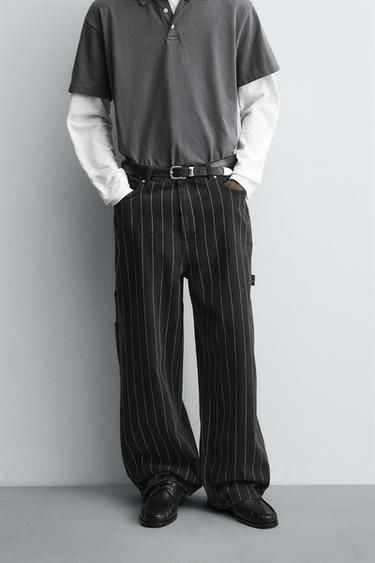 PANTALON BALLON RAYÉ - Noir de Zara - Image 1