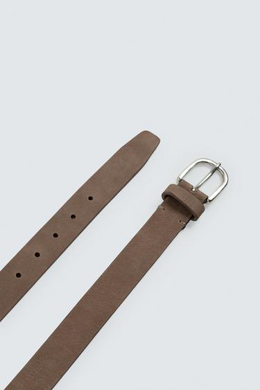 CEINTURE EN CROÛTE DE CUIR - Marron / Taupe de Zara - Image 1