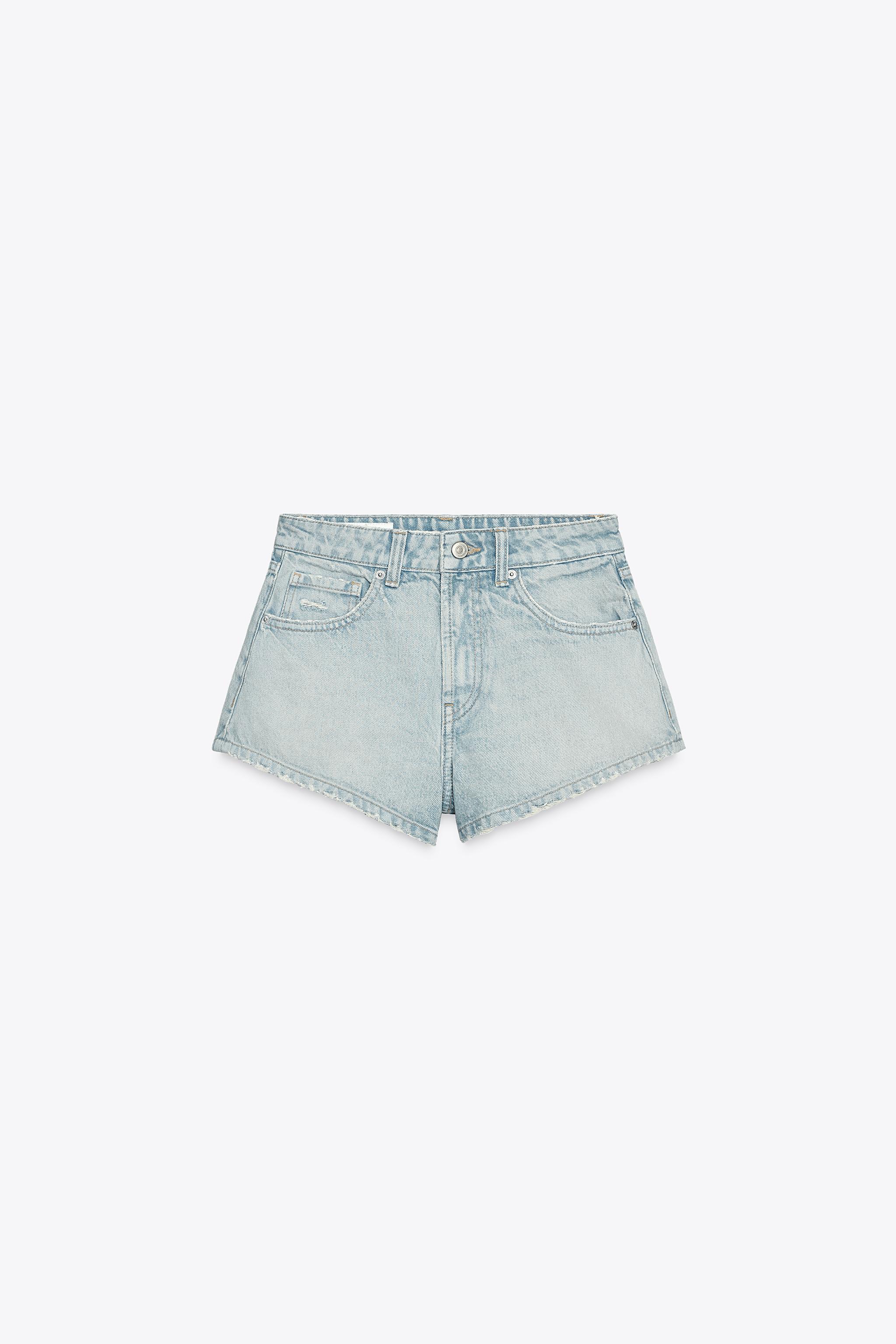 ZARA デニム TRF ショートパンツ 6688/002 TRF MID-RISE MINI DENIM SHORTS - Sky blue | ZARA United States