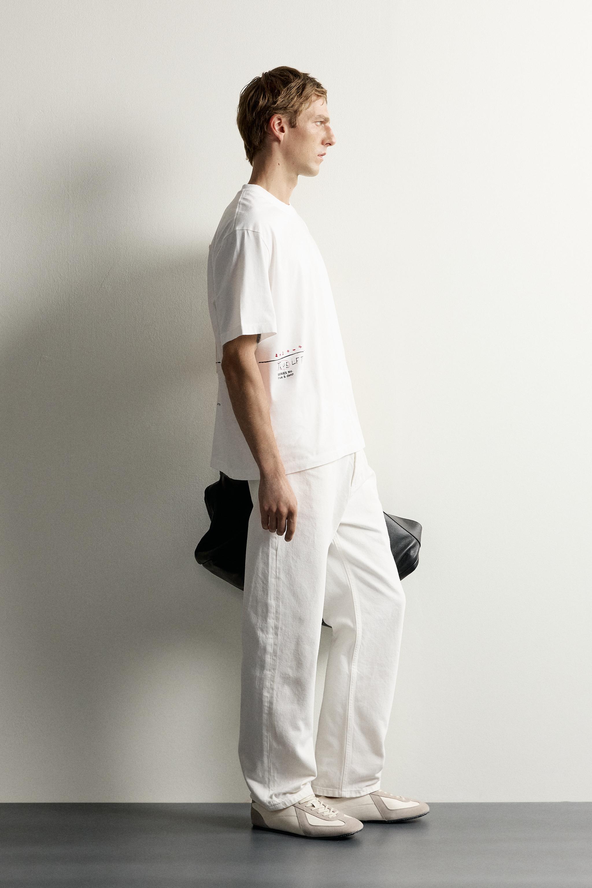 Zara BASKILI YAMALI RELAXED FIT T-SHIRT görsel 4