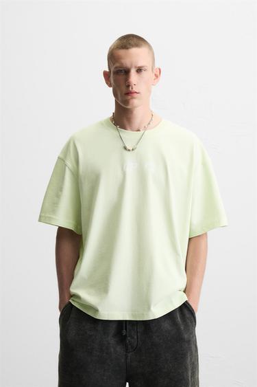 SLOGAN PRINT T-SHIRT - Lime by Zara