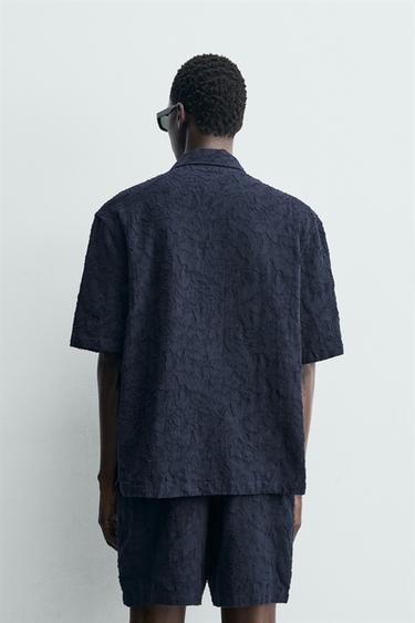 CHEMISE EN JACQUARD TEXTURÉ - Bleu marine de Zara - Image 2