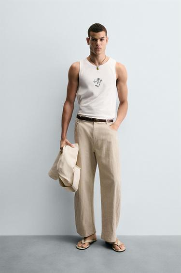 CAMISETA REGATA BORDADOS FILIPE JARDIM X ZARA - Branco-marfim da Zara - Imagem 0