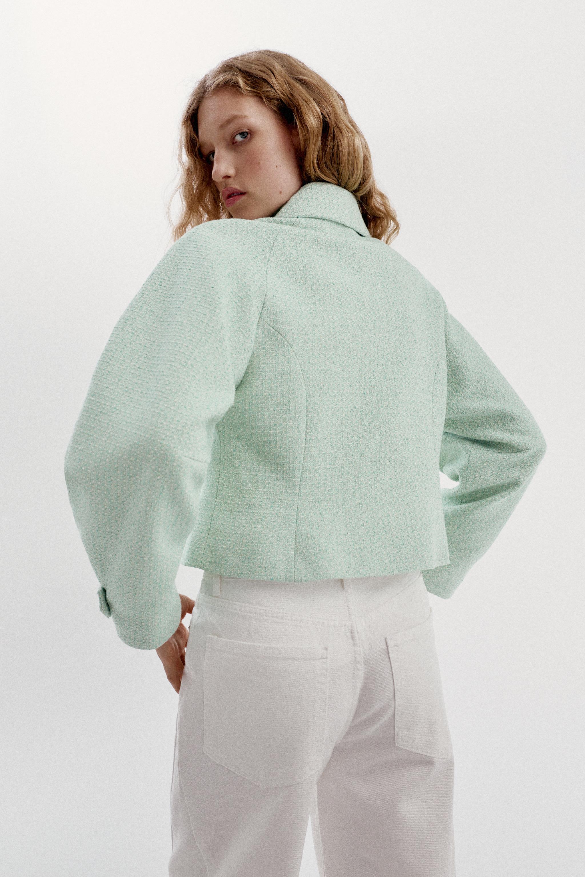 Женские куртки Zara TEXTURED ZIP JACKET — фото 4