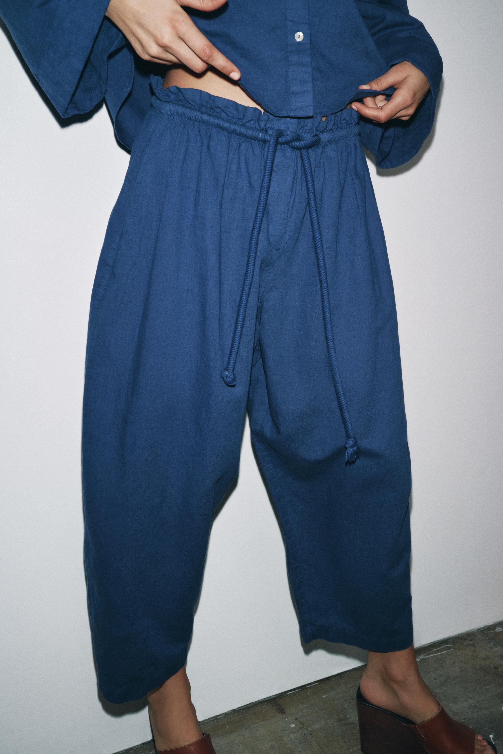 ZW COLLECTION LINEN PANTS - Indigo | ZARA United States