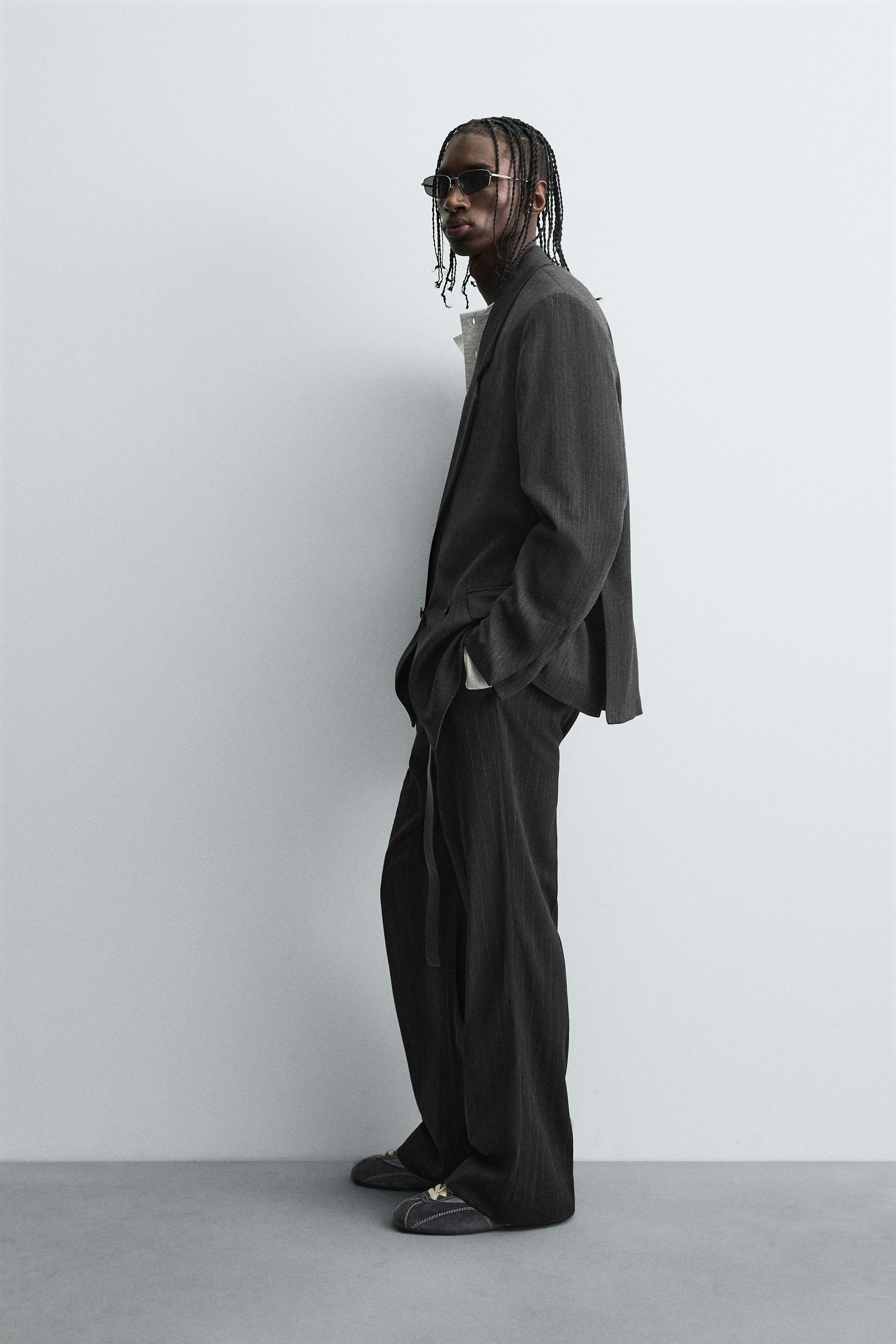 ストライプ柄ダブルブレストブレザー - グレー | ZARA Japan / 日本