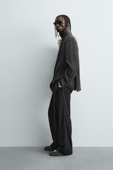 VESTE À BOUTONNAGE CROISÉ RAYURES - Gris de Zara - Image 3