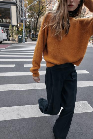 PANTALON LARGE TAILLE HAUTE - rayures de Zara - Image 6