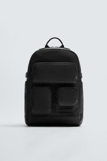 RUBBERISED MULTI-POCKET BACKPACK - Black by Zara