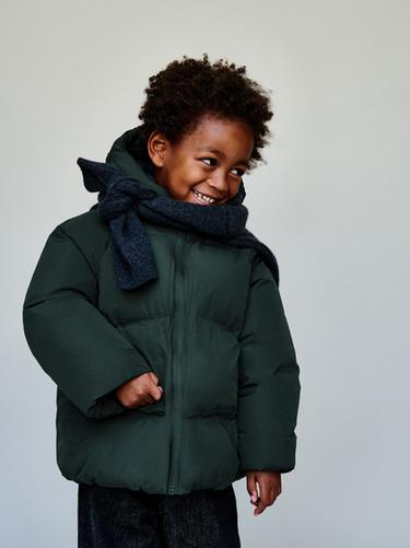 Zara WATER REPELLENT HOODED PUFFER COAT - Green