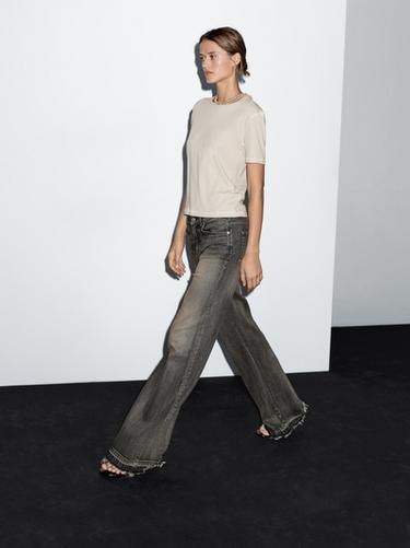Zara Mid-rise bell bottom jeans - Gray / Natural - Image 0