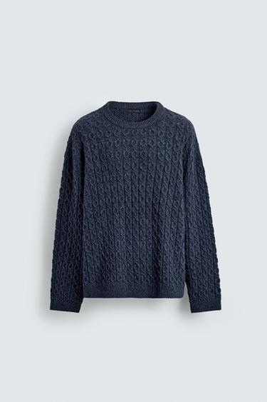 CABLE KNIT TEXTURED JUMPER - Indigo by Zara