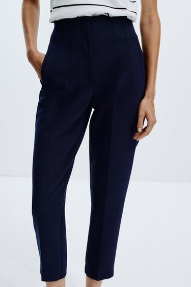 PANTALON TAILLE HAUTE Bleu marine ZARA France
