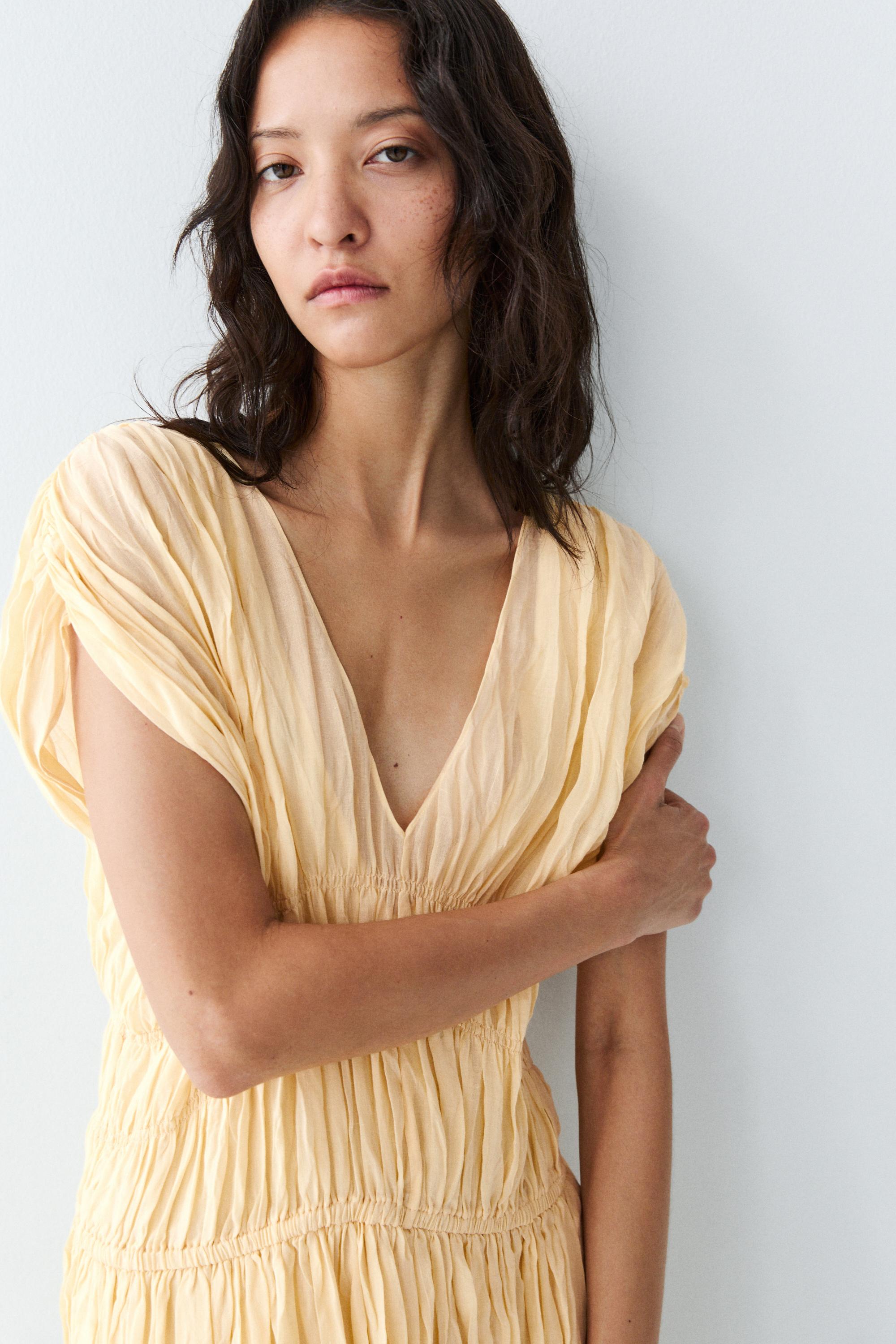 Flowing gathered midi dress