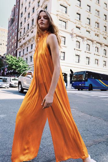 ZW COLLECTION SATIN JUMPSUIT - Orange by Zara - Image 2