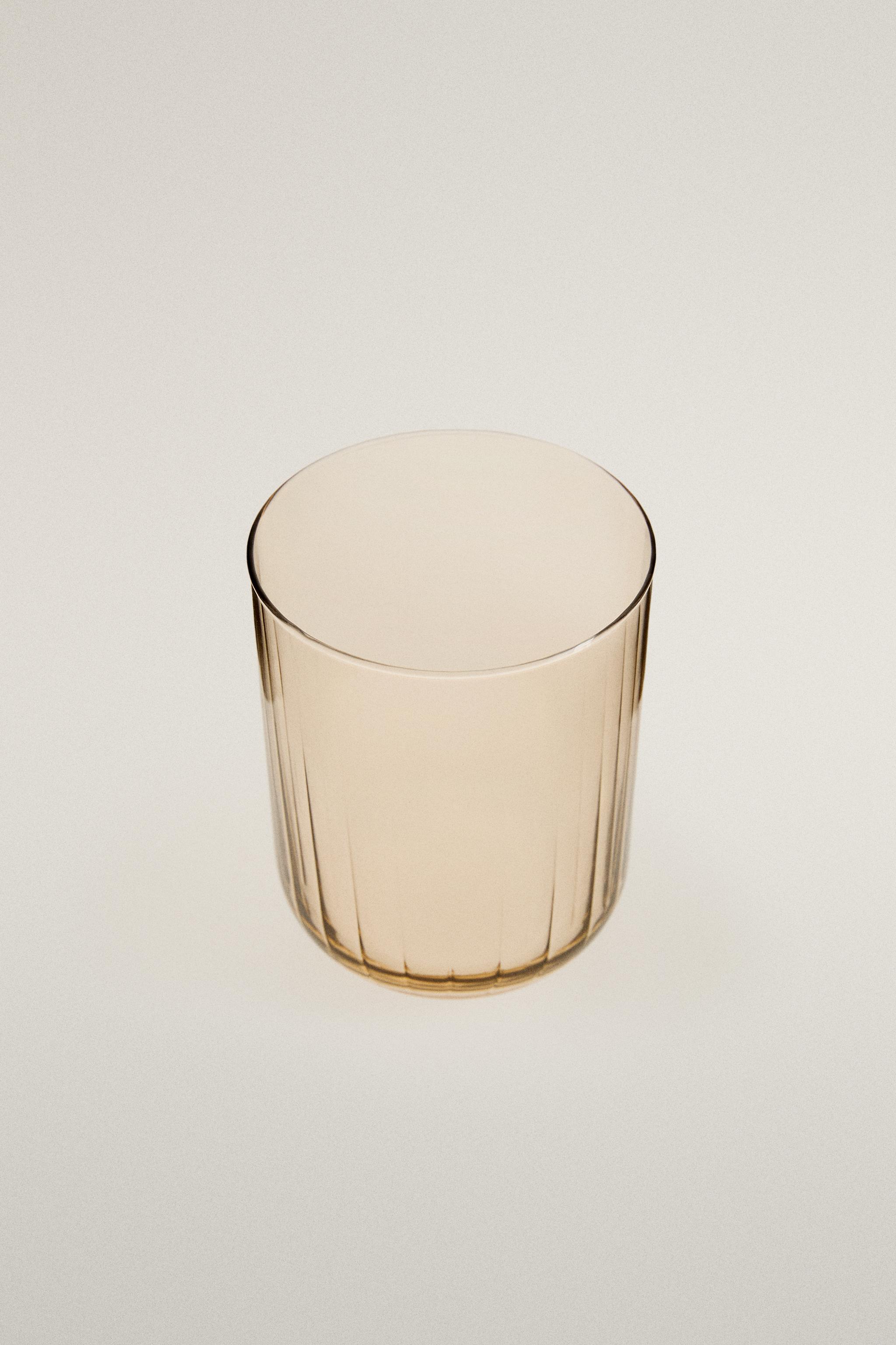 GLASS TUMBLER WITH RAISED LINES — Yellow