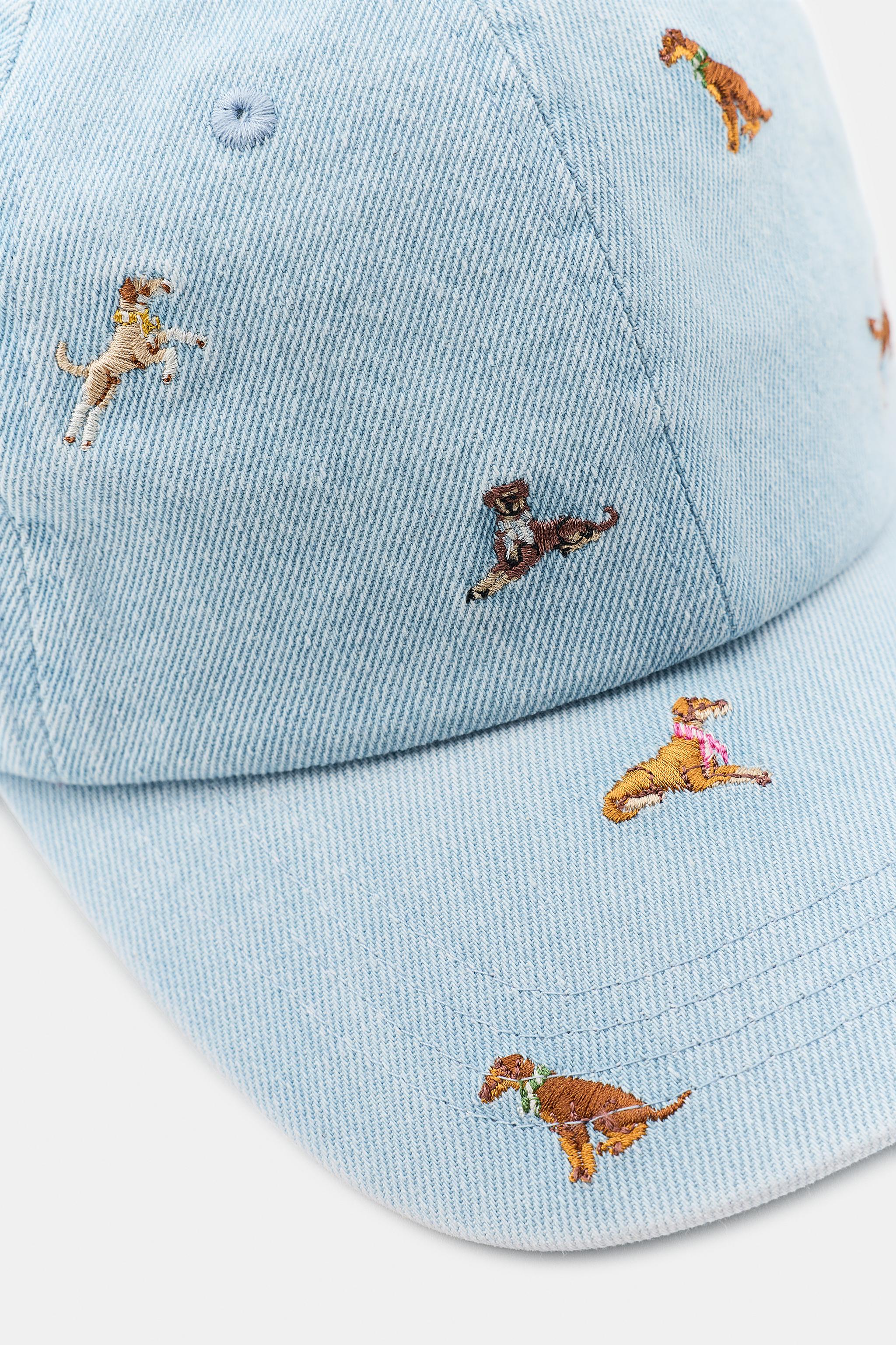 DENIM CAP WITH DOG EMBROIDERY