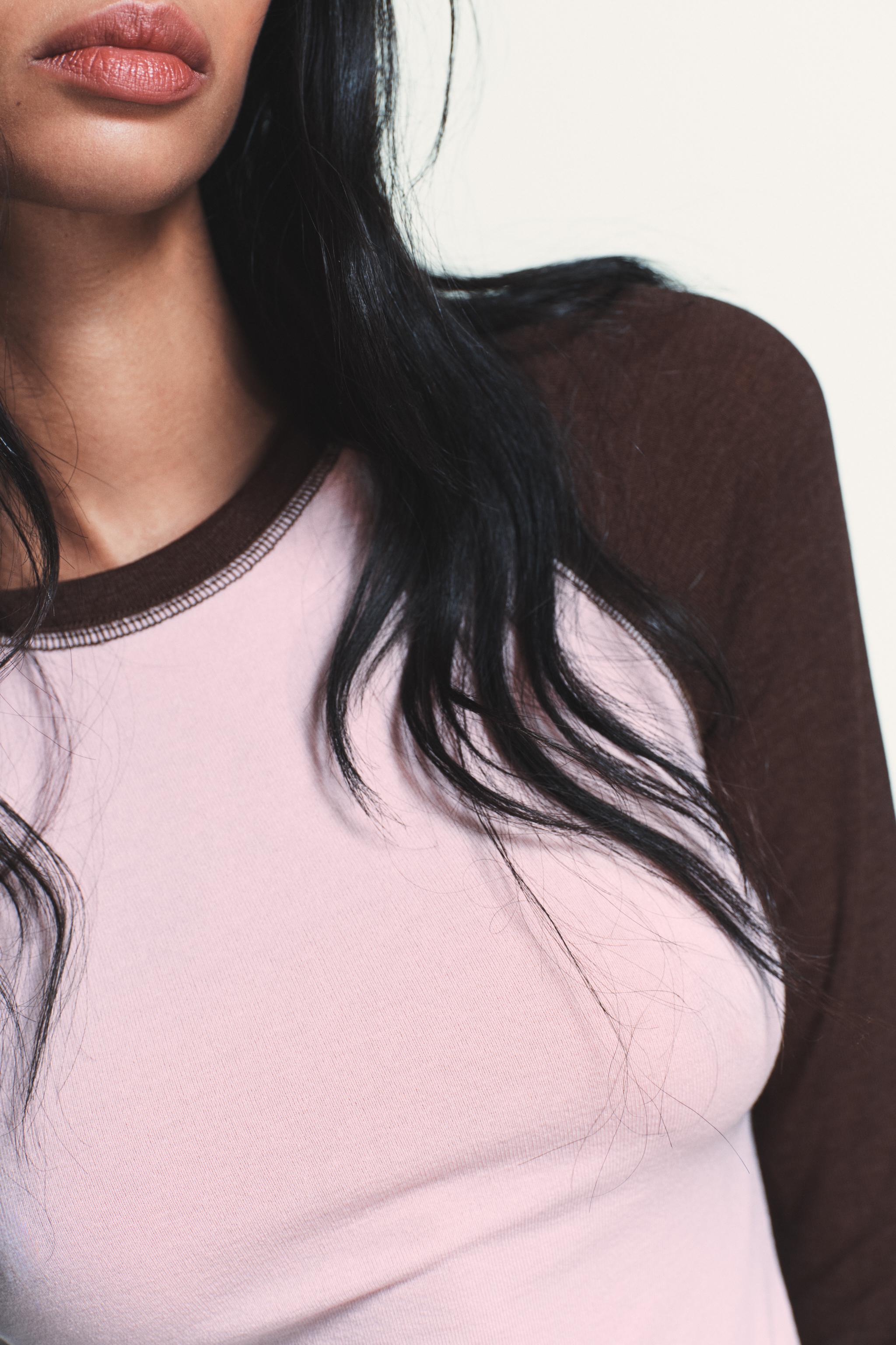 KONTRAST REGLAN KOLLU T-SHIRT - Görsel 3