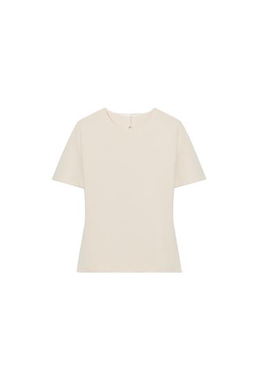 SHORT SLEEVE CUT-OUT TOP - Ecru by Zara