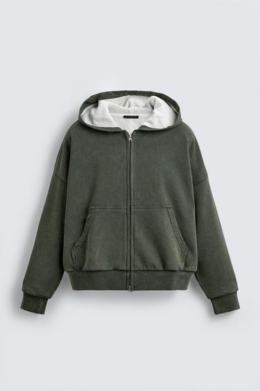 COMBINED CHECK HOODIE - Khaki by Zara