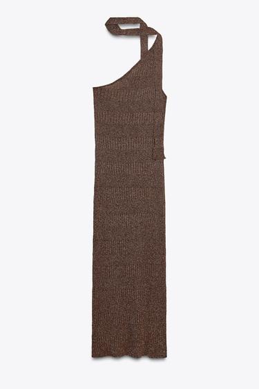 ASYMMETRIC FOULARD MIDI DRESS - Chocolate by Zara - Image 7