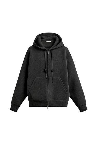 SUDADERA EFECTO NEOPRENO CAPUCHA - Gris oscuro de Zara