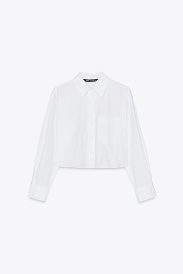 CHEMISE COURTE EN POPELINE - Blanc de Zara - Image 4