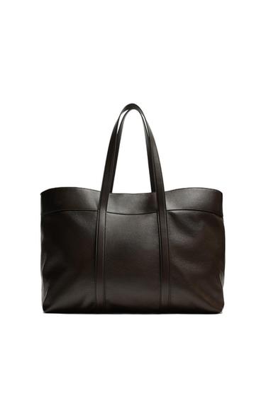 Zara LEATHER SHOPPER LIMITED EDITION - Brown