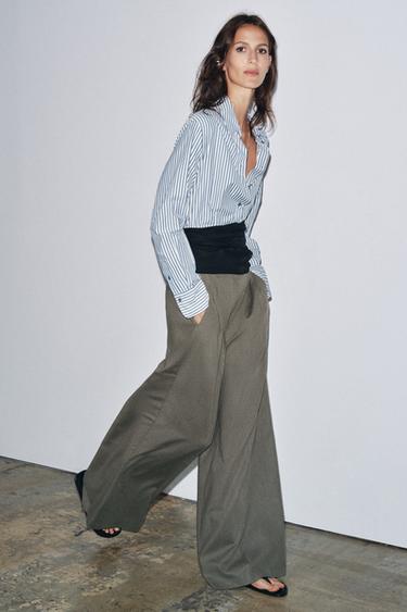 Zara FLOWY STRIPED SHIRT ZW COLLECTION - Blue / White