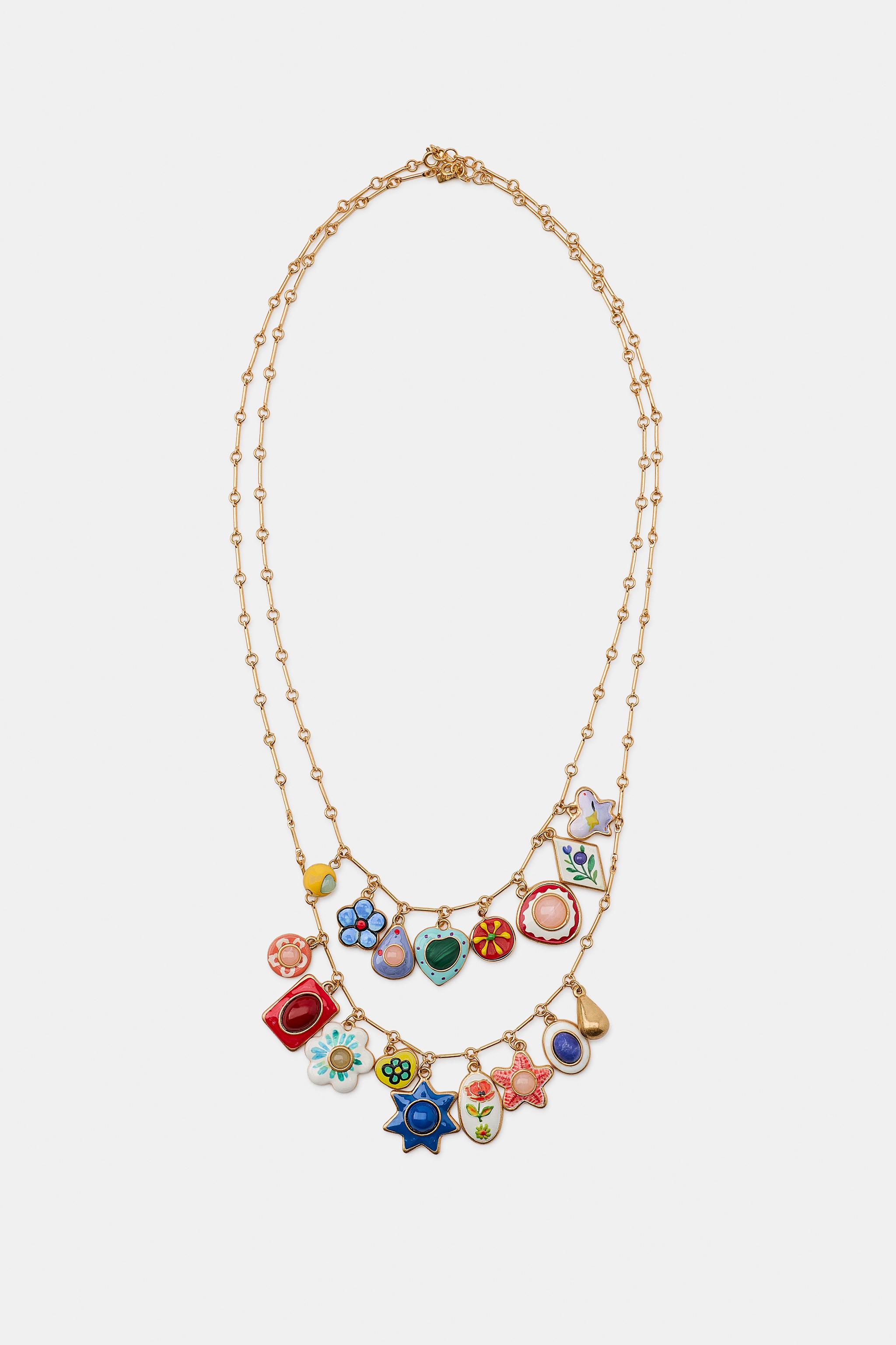 Женские аксессуары Zara 2-PACK RESIN CHARM NECKLACES — фото 3