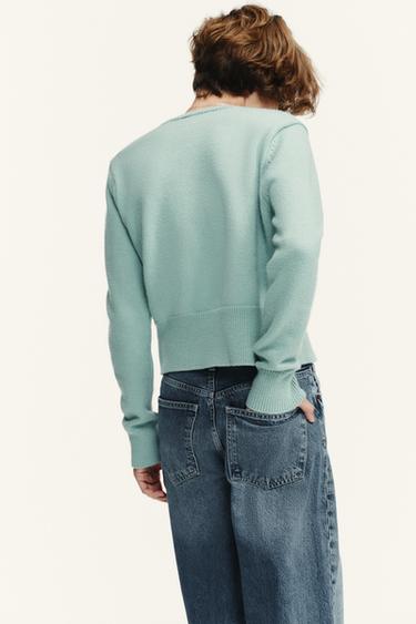 GILET AJUSTÉ EN MAILLE - Turquoise de Zara - Image 4