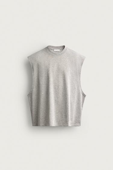 Zara WASHED TANK TOP - Gray marl