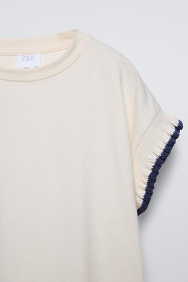 CONTRASTING SHIRT WITH FRILLS - Ecru by Zara