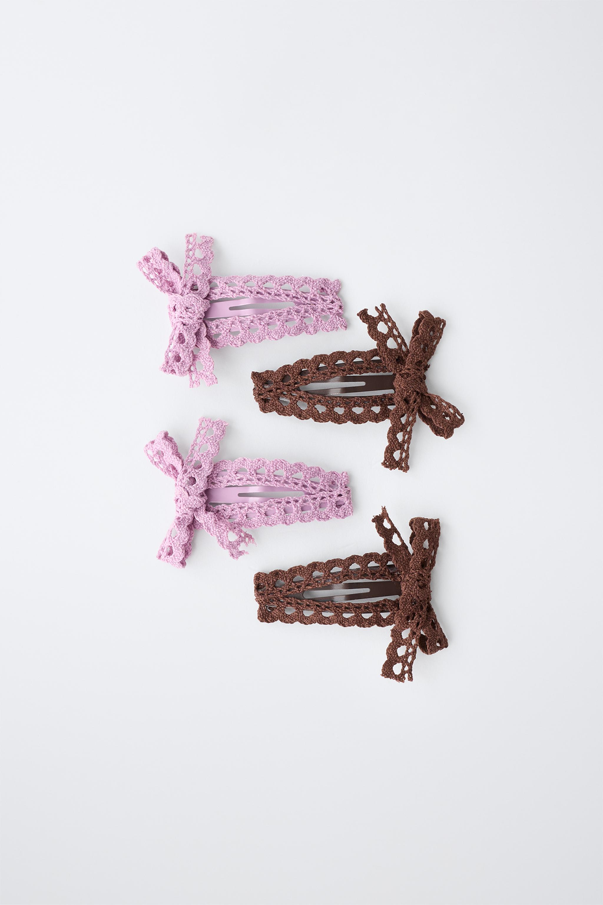 4-PACK LACE BOW HAIR CLIPS