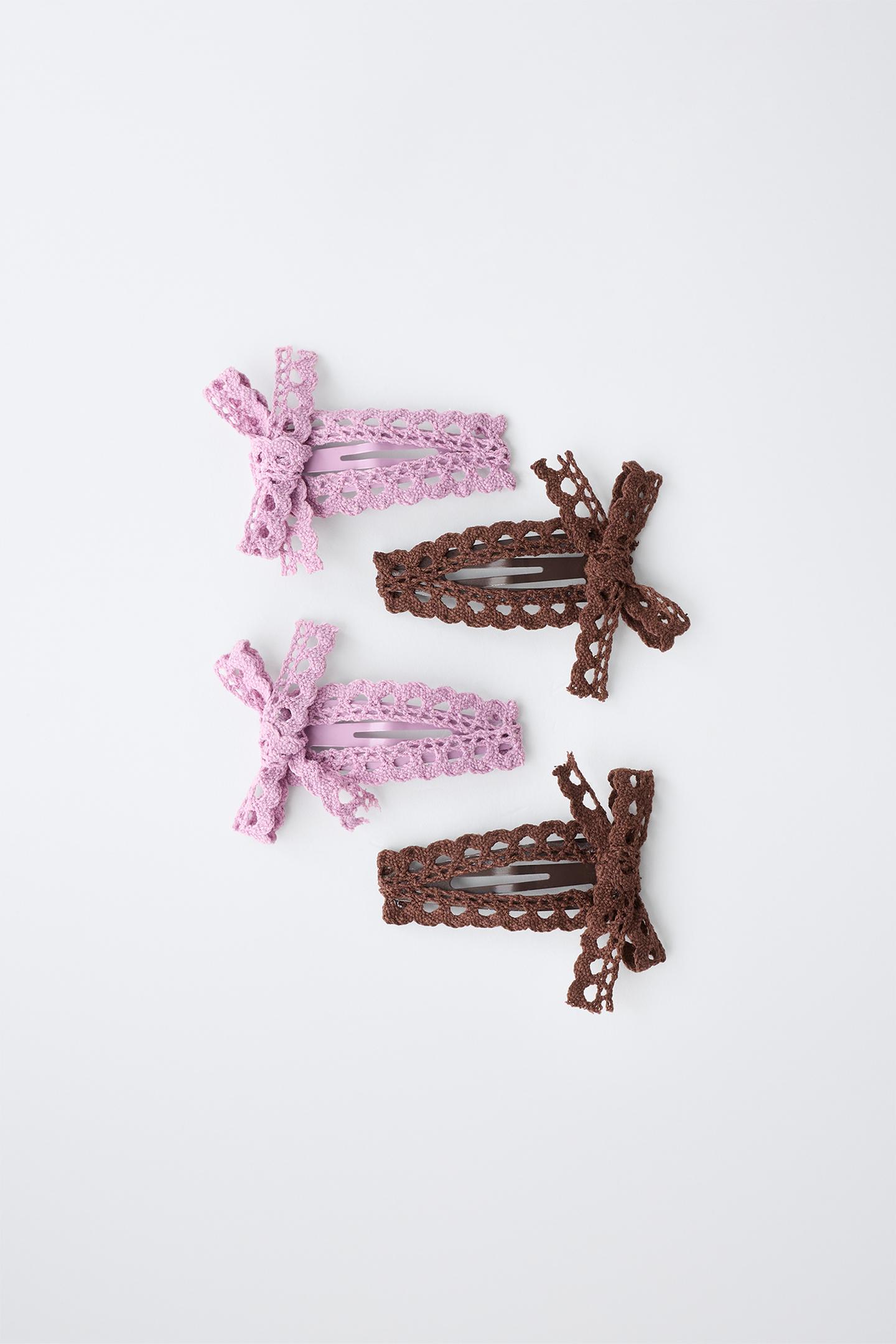 Детские аксессуары для волос Zara 4-PACK Lace Bow Hair Clips, цвет: Разноцветный — фото 4