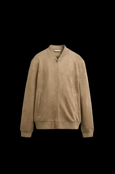 CAZADORA BOMBER EFECTO ANTE - Beige de Zara