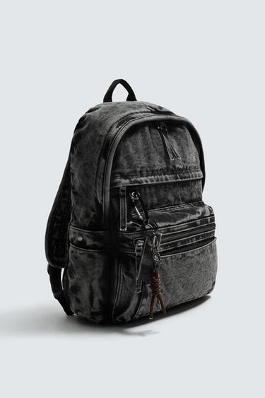 SAC À DOS EN DENIM EFFET DÉLAVÉ - Noir de Zara - Image 4