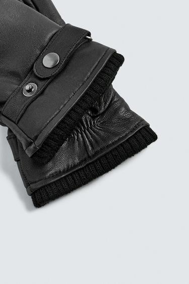 ADJUSTABLE LEATHER GLOVES - Black by Zara - Image 2