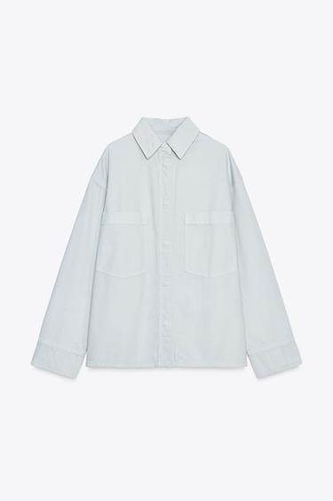 ZW COLLECTION POCKET OVERSHIRT - Light blue by Zara