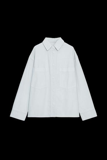 Zara ZW COLLECTION POCKET OVERSHIRT - Light blue - Image 0