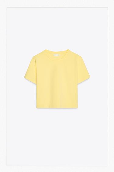 CAMISETA ELÁSTICA CROPPED - Amarelo da Zara