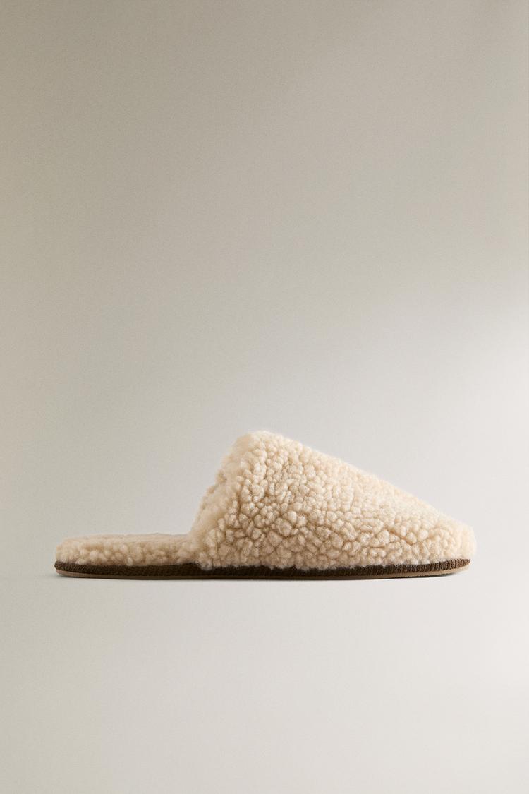 FAUX SHEARLING MULE SLIPPERS Ecru White ZARA United Kingdom