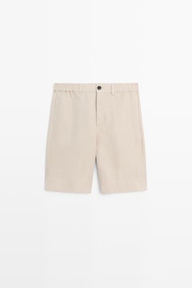 Zara 100% linen short Bermuda shorts - Beige