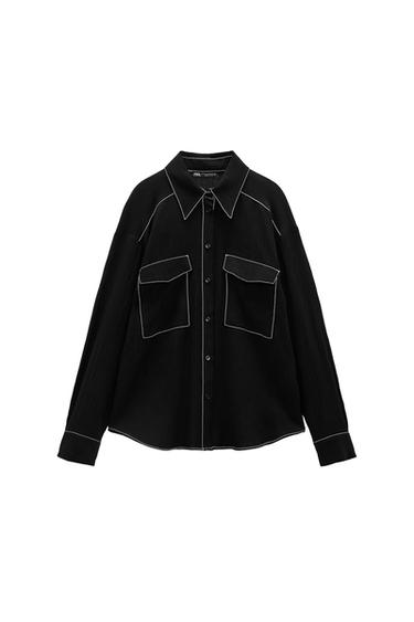 SHIRT WITH CONTRAST TOPSTITCHING